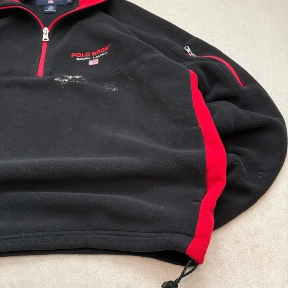 Ralph Lauren Polo Sport Red and Black Fleece Zip up - Picture 3 of 7